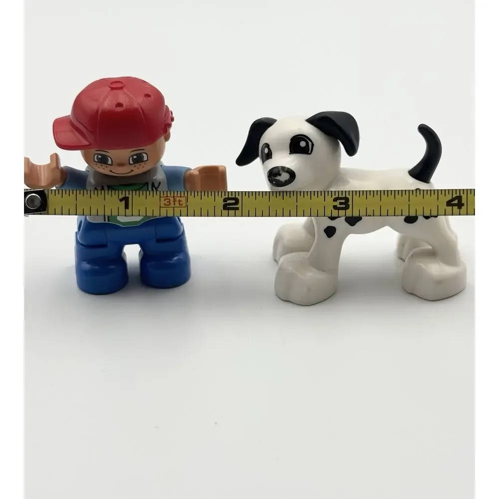 LEGO Duplo Boy Figure Green Jersey 8 Red Cap & Dalmatian Dog Spot